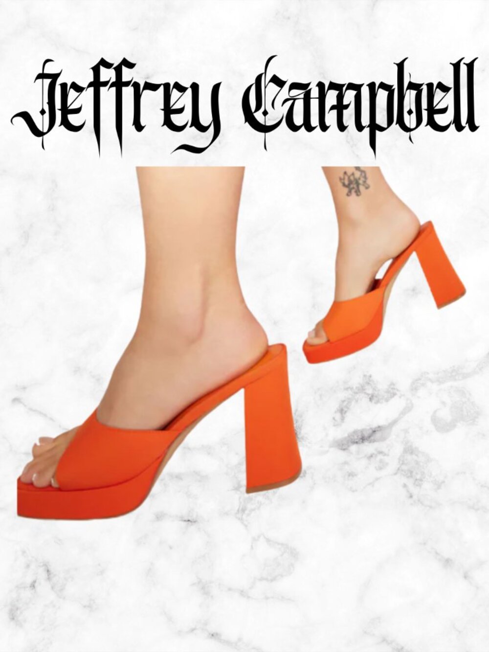 NIB | JEFFREY CAMPBELL Ninety Orange Faile Platform Mule Heels Sandals 8.5 - Picture 2 of 10